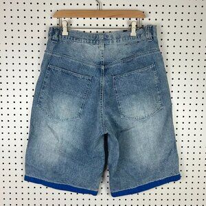 Koman Stitched Baggy Jean Shorts Sz 32 Jorts Wide Leg Skater Punk Y2K JNCO STYLE